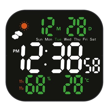 Ébresztőóra LCD kijelzővel, hőmérővel, sötétben világító, akkumulátoros, elektronikus mechanizmus