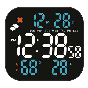 Ébresztőóra LCD kijelzővel, hőmérővel, sötétben világító, akkumulátoros, elektronikus mechanizmus