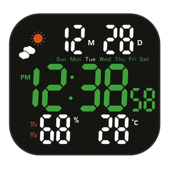 Ébresztőóra LCD kijelzővel, hőmérővel, sötétben világító, akkumulátoros, elektronikus mechanizmus