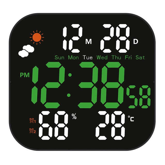 Ébresztőóra LCD kijelzővel, hőmérővel, sötétben világító, akkumulátoros, elektronikus mechanizmus