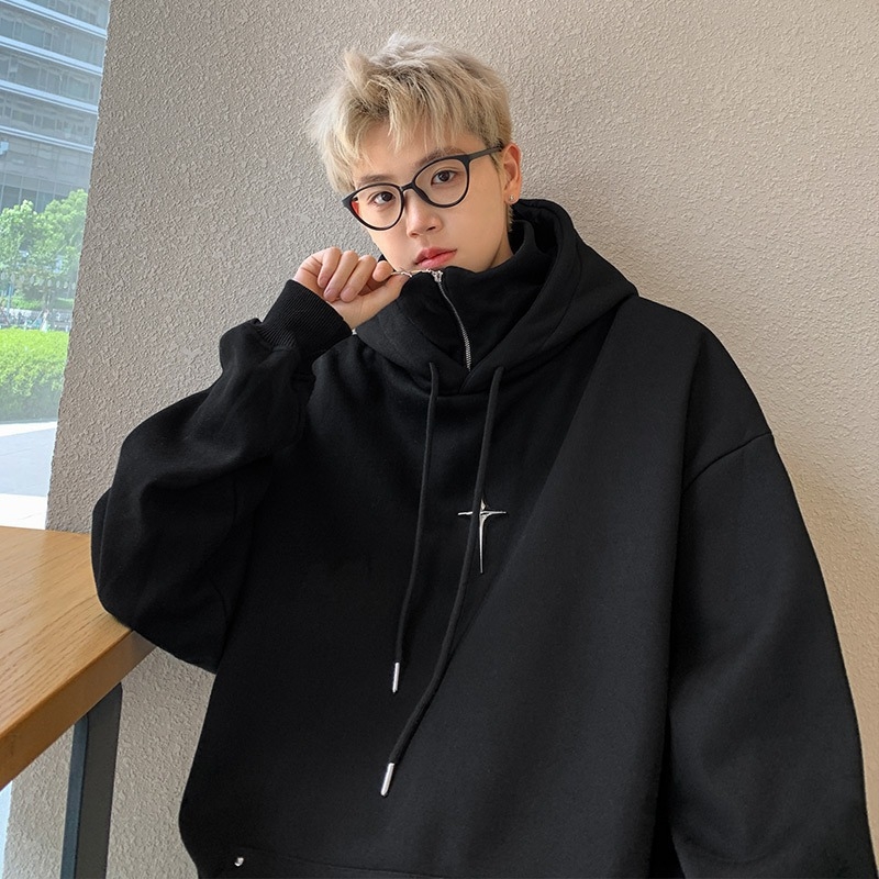 Hooded flis dukserica s kapuljom i la-pel ovratnikom, poliester vlakno 51–70%, fleksi unutarnji sloj, širok kroj