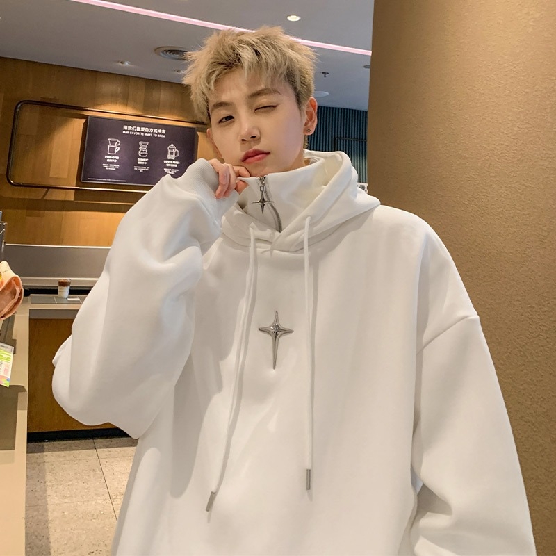 Hooded flis dukserica s kapuljom i la-pel ovratnikom, poliester vlakno 51–70%, fleksi unutarnji sloj, širok kroj