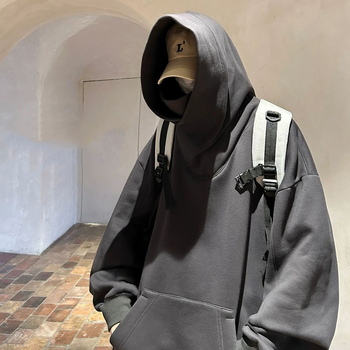 Muški oversized hoodie s kapuljačom i rolkom, 100% poliester, težina 250–300 g/m², dugi rukavi