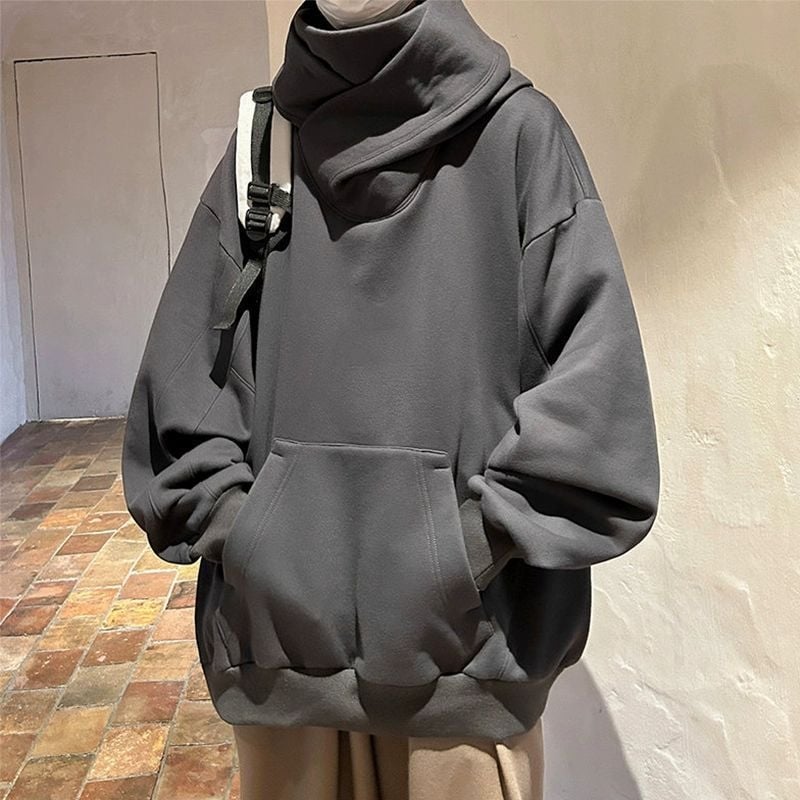 Muški oversized hoodie s kapuljačom i rolkom, 100% poliester, težina 250–300 g/m², dugi rukavi