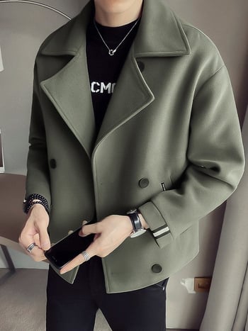 Gyapjú kabát, laza szabás, egysoros gombolás, rever gallér