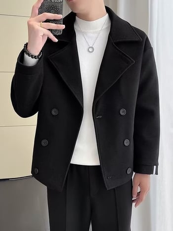 Gyapjú kabát, laza szabás, egysoros gombolás, rever gallér