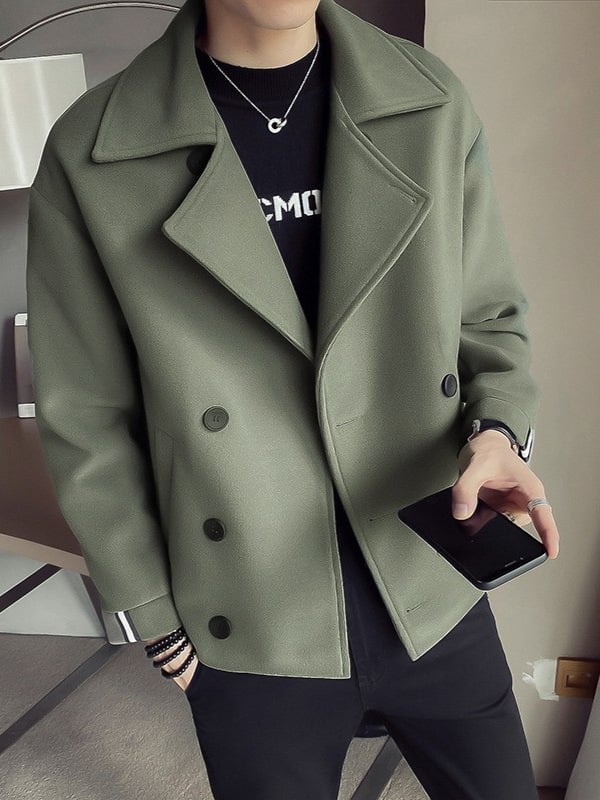 Gyapjú kabát, laza szabás, egysoros gombolás, rever gallér