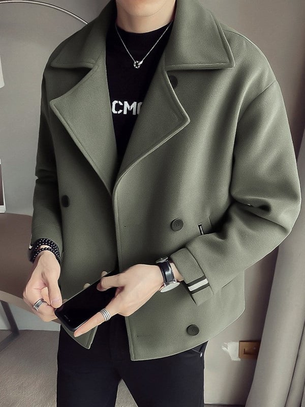 Gyapjú kabát, laza szabás, egysoros gombolás, rever gallér