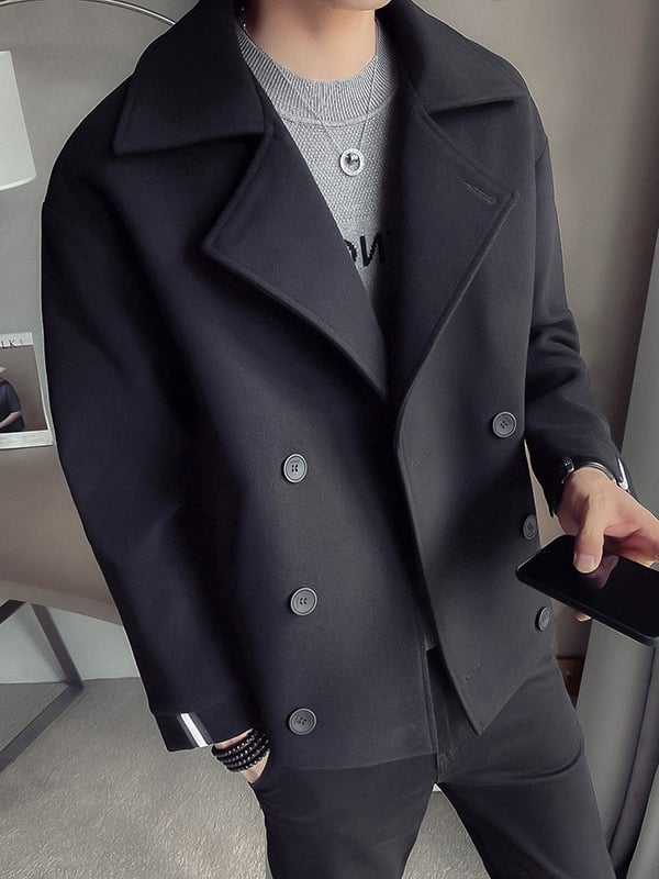 Gyapjú kabát, laza szabás, egysoros gombolás, rever gallér