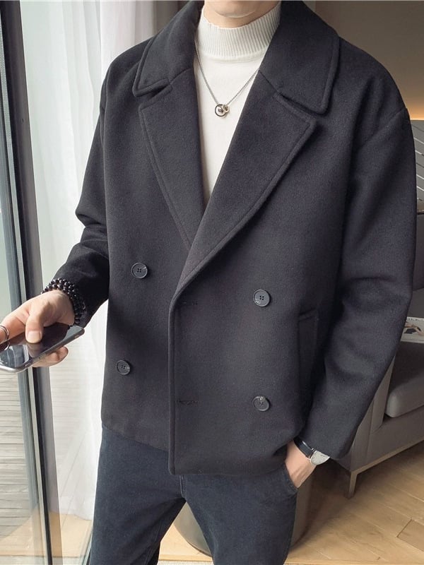 Gyapjú kabát, laza szabás, egysoros gombolás, rever gallér