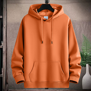 Muški pamukasti hoodie s kapuljom, V-izrez, debeli materijal, bočne džepove