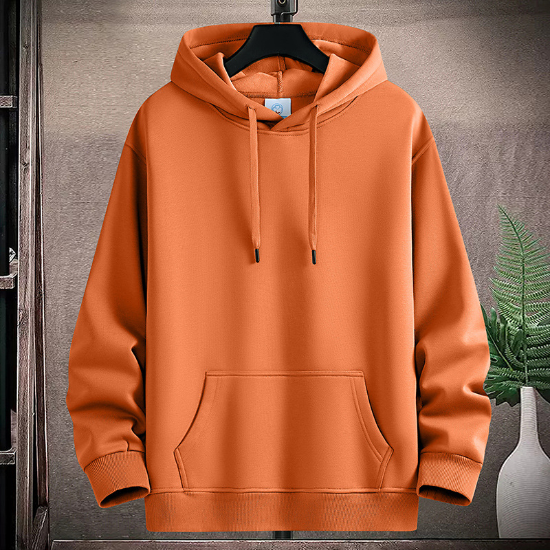 Muški pamukasti hoodie s kapuljom, V-izrez, debeli materijal, bočne džepove