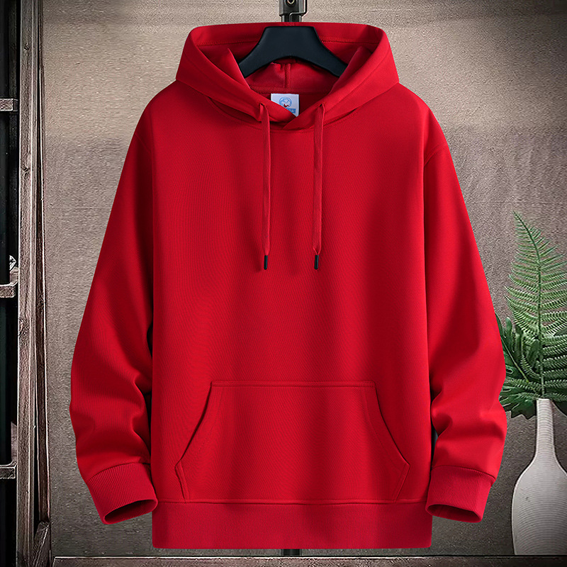 Muški pamukasti hoodie s kapuljom, V-izrez, debeli materijal, bočne džepove