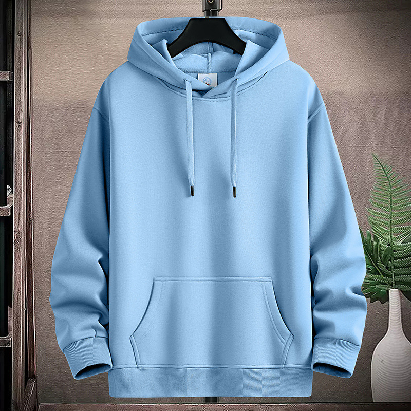 Muški pamukasti hoodie s kapuljom, V-izrez, debeli materijal, bočne džepove