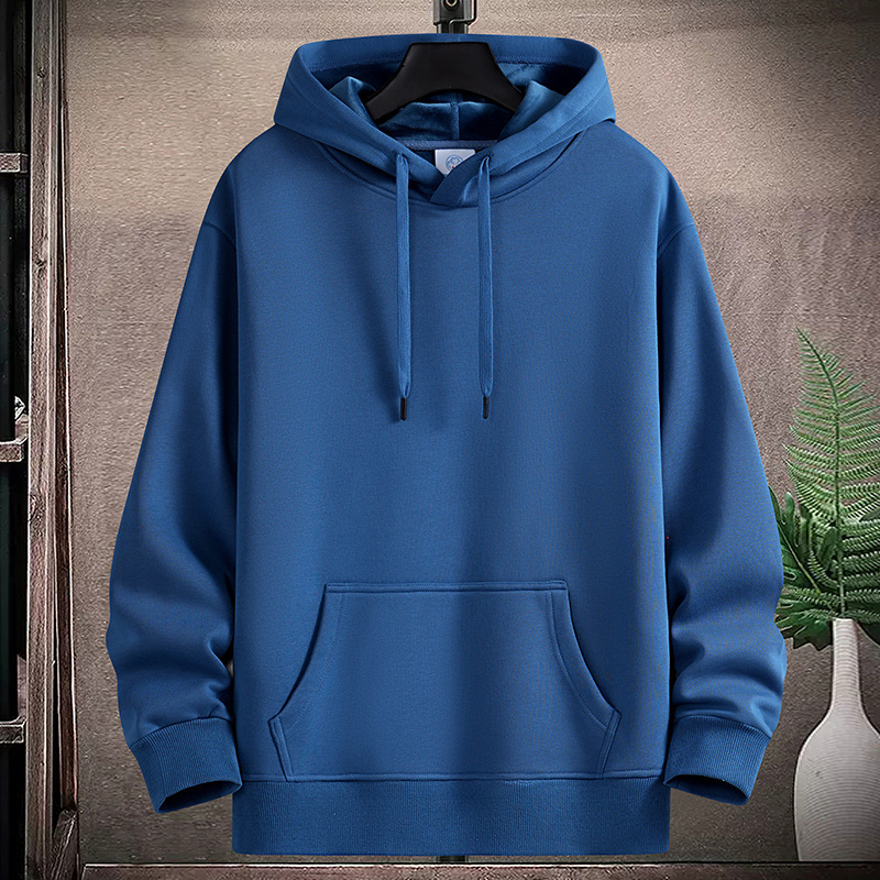 Muški pamukasti hoodie s kapuljom, V-izrez, debeli materijal, bočne džepove