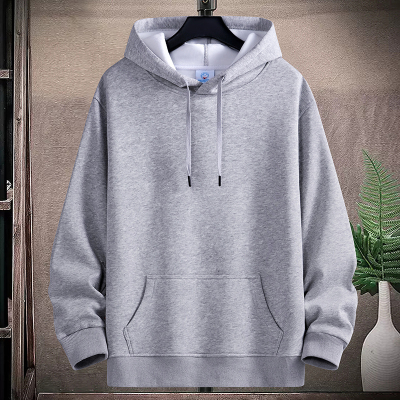 Muški pamukasti hoodie s kapuljom, V-izrez, debeli materijal, bočne džepove