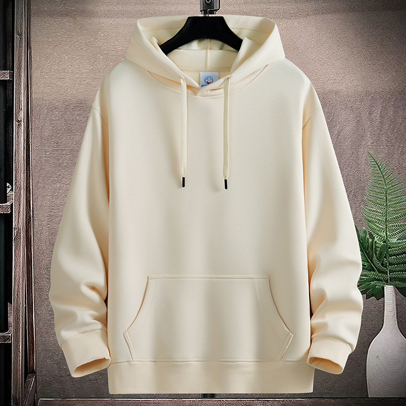 Muški pamukasti hoodie s kapuljom, V-izrez, debeli materijal, bočne džepove