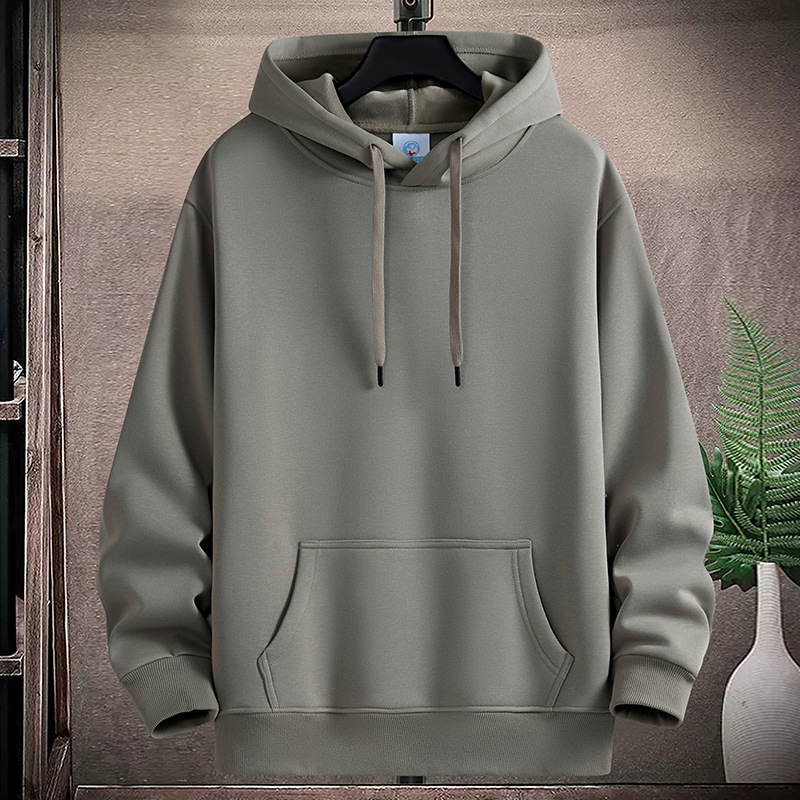 Muški pamukasti hoodie s kapuljom, V-izrez, debeli materijal, bočne džepove