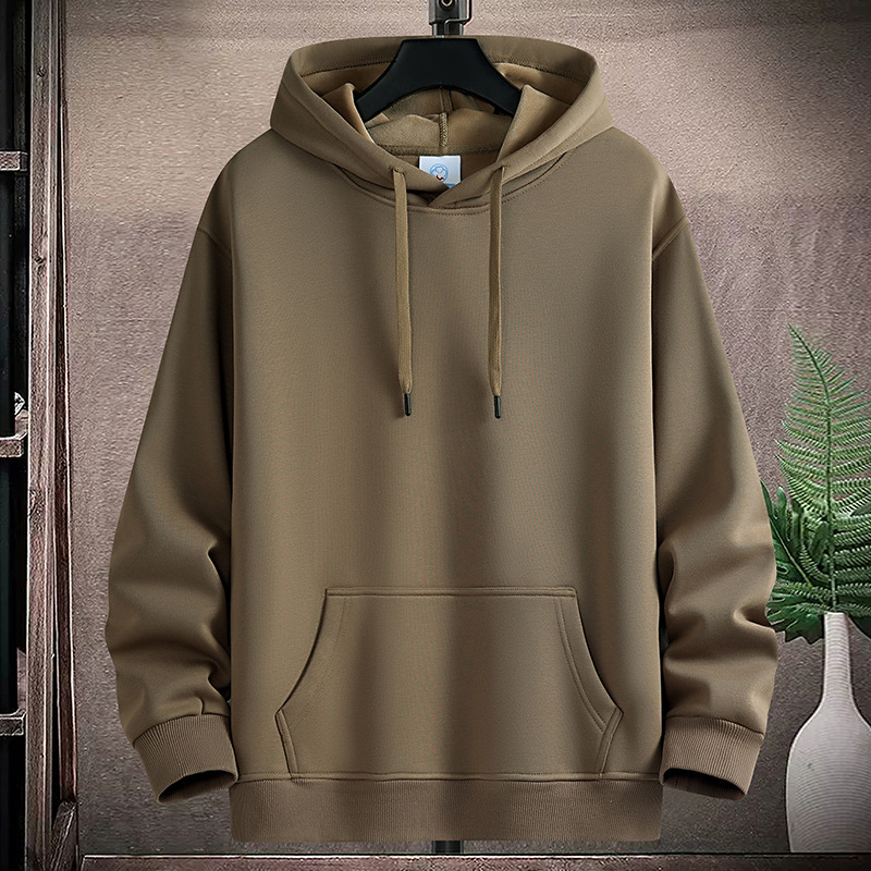 Muški pamukasti hoodie s kapuljom, V-izrez, debeli materijal, bočne džepove