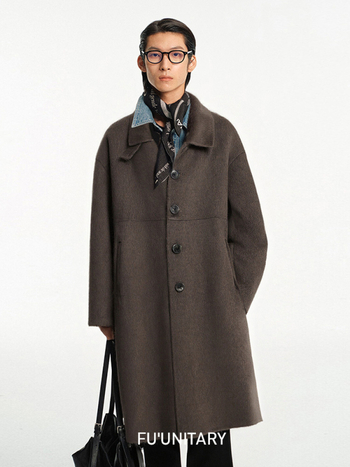 Ανδρικό μακρύ παλτό από μαλλί με αλπακά – casual πέτο, μονόμπροτ κούμπωμα, άνετη γραμμή, πλαϊνές τσέπες