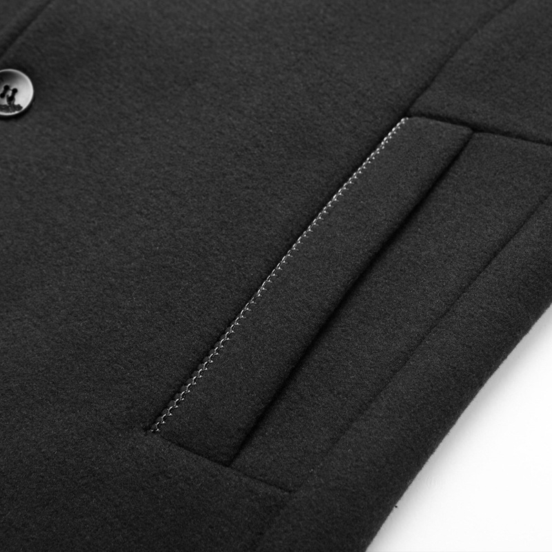 Ανδρικό Zhongshan σακάκι από μαλλί, με σταθερό γιακά, μονόκουμπωτο, παχύτερο χειμερινό εξωτερικό ένδυμα, μονόχρωμο