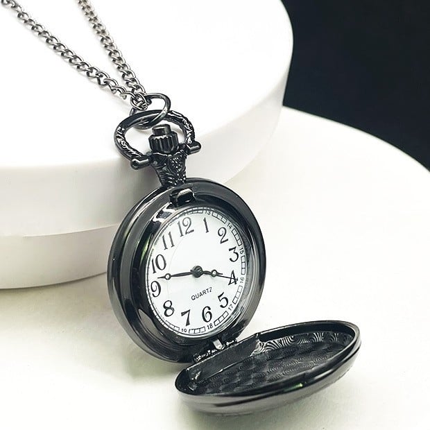 Retro zsebóra flip-fedel – DIY nyakláncóra, gyerekeknek és diákoknak, kvarc meghajtású, 35 mm számlap, 13 mm vastagság, ötvözet tokkal