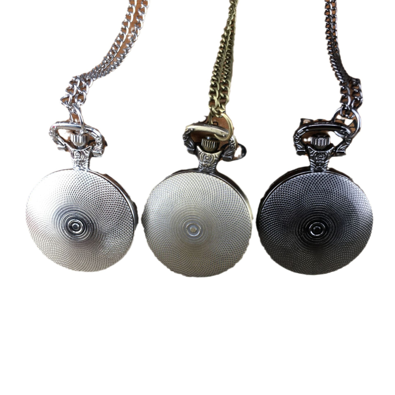 Retro zsebóra flip-fedel – DIY nyakláncóra, gyerekeknek és diákoknak, kvarc meghajtású, 35 mm számlap, 13 mm vastagság, ötvözet tokkal