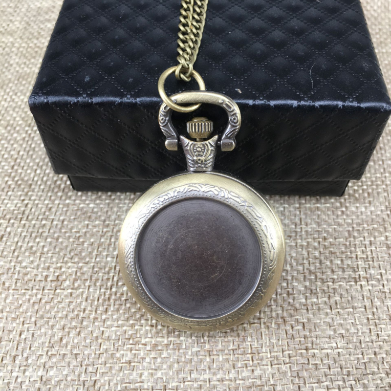 Retro zsebóra flip-fedel – DIY nyakláncóra, gyerekeknek és diákoknak, kvarc meghajtású, 35 mm számlap, 13 mm vastagság, ötvözet tokkal