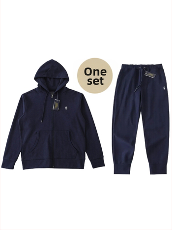 Pamučna dukserica s kapuljom, izvezen logom ponija, prednji zip, za proljeće i jesen