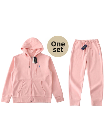 Pamučna dukserica s kapuljom, izvezen logom ponija, prednji zip, za proljeće i jesen