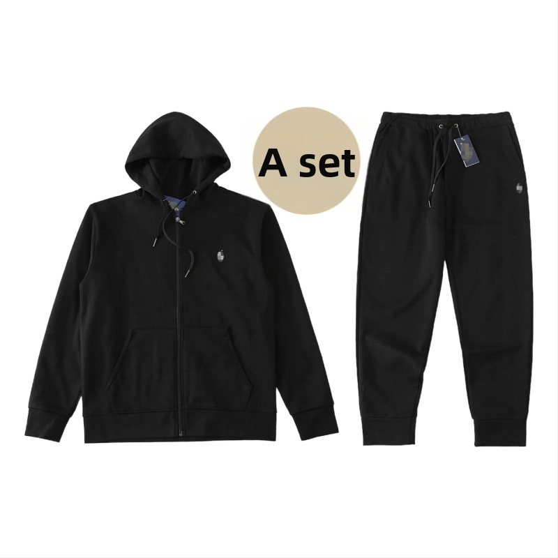 Pamučna dukserica s kapuljom, izvezen logom ponija, prednji zip, za proljeće i jesen