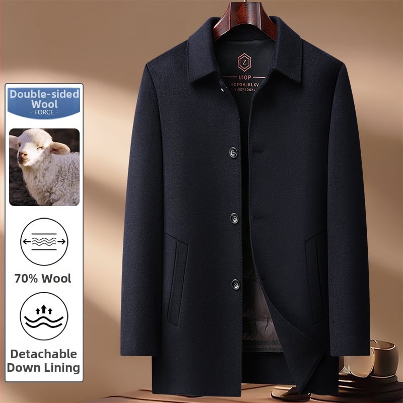 Villane mantel, paksendatud, seisev krae, tõmblukk, küljetaskud, 70% villa