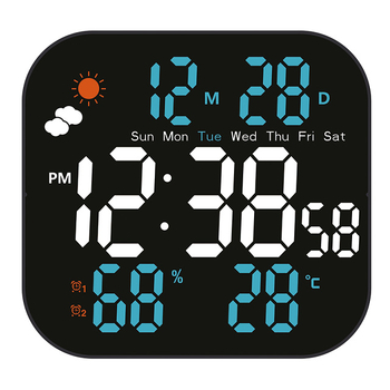 Budík s LCD číslicami, teplomer, svieti aj v tme, zrkadlo, na stenu