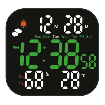 Budík s LCD číslicami, teplomer, svieti aj v tme, zrkadlo, na stenu