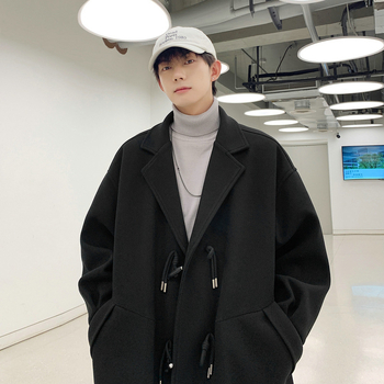 Kabát, koreai stílus, laza szabás, egyrészes záródás, gallér, pamutkeverék anyag