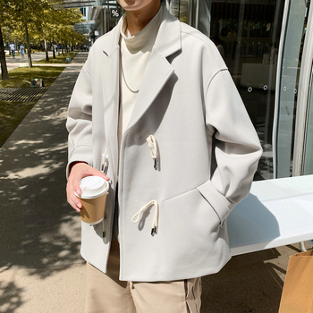 Kabát, koreai stílus, laza szabás, egyrészes záródás, gallér, pamutkeverék anyag