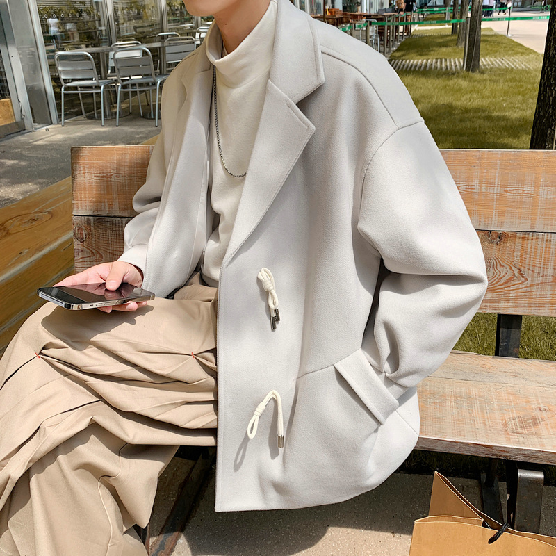 Kabát, koreai stílus, laza szabás, egyrészes záródás, gallér, pamutkeverék anyag