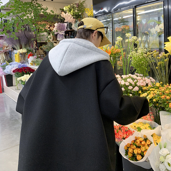 Muški kaput s kapuljačom za zimu, srednje dužine, Slim fit, poliester, podstava od dvostrukog pliša
