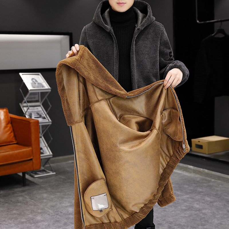 Muška jakna s kapuljačom, fleece podstava, izšivena, korejski stil, poliesterska smjesa