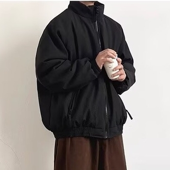 Muška Corduroy jakna s Raglan rukavima, zipom, kapuljačom, stojeći ovratnik, uski kroj