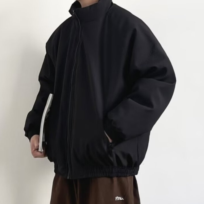 Muška Corduroy jakna s Raglan rukavima, zipom, kapuljačom, stojeći ovratnik, uski kroj