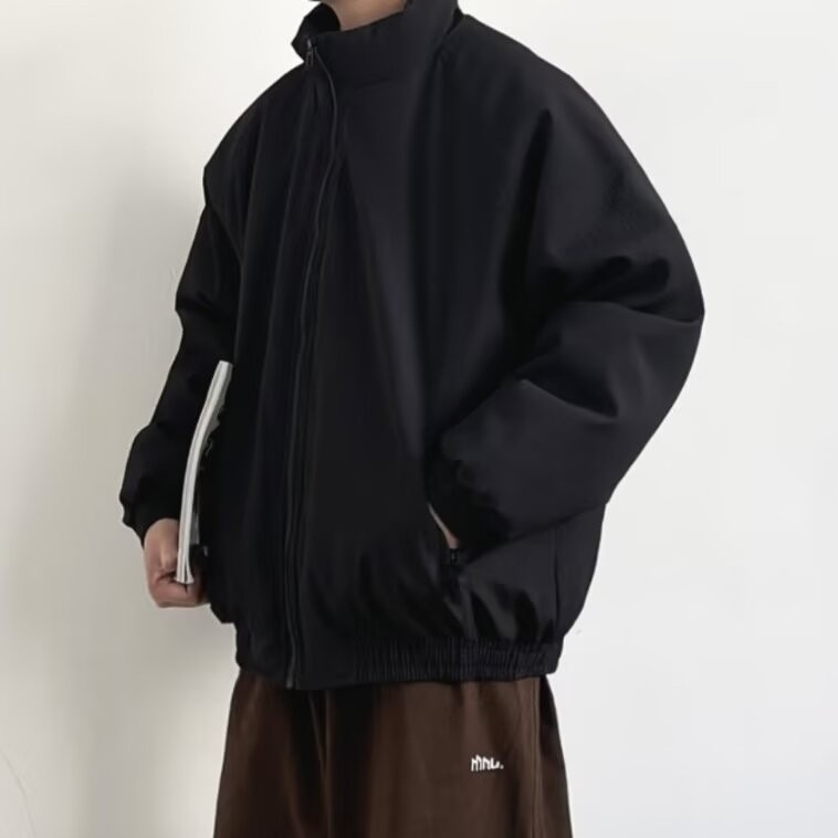 Muška Corduroy jakna s Raglan rukavima, zipom, kapuljačom, stojeći ovratnik, uski kroj