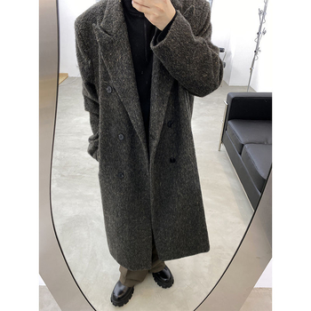 Muški dugi kaput od corduroya s flis podstavom, zimska jakna, hongkonški stil, retro luksuz, korejsko nadahnuće
