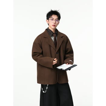 Muški kratki kaput sa sakoom i ovratnikom, za jesen-zimu, slobodan kroj, vrhunska kvaliteta, korejski stil