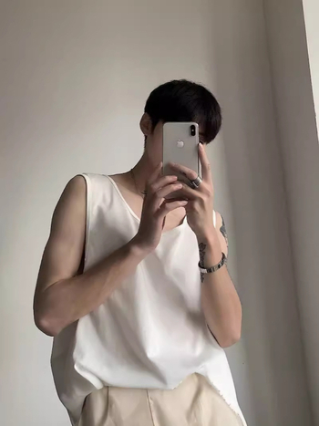 CGRFCM Bezrukavna majica-vest, slobodan kroj, jednobojna poliester tkanina, zaobljen rub, ljetni komad