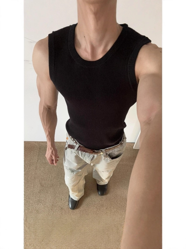 Muška sportska vesta, udobnog kroja, jacquard tkanina, bez nabora, 85% viskoza