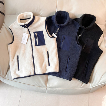 Unisex fleece vest s stojećim ovratnikom, bez kapucje, debeli flis za zimu, sportski i ležerni stil
