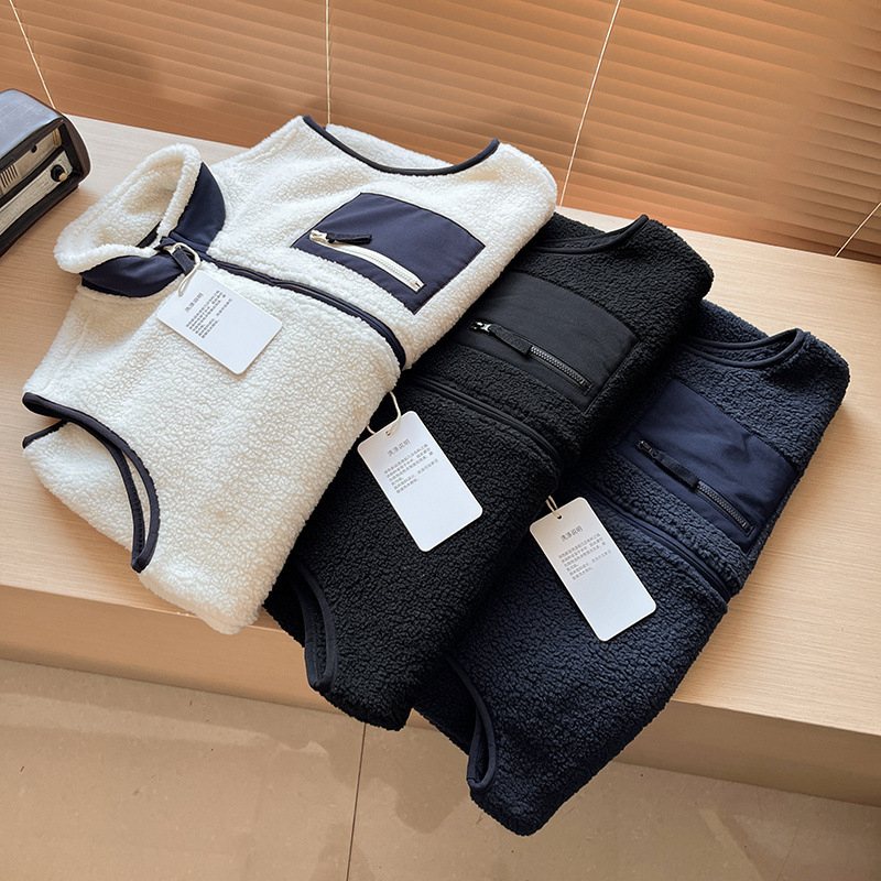 Unisex fleece vest s stojećim ovratnikom, bez kapucje, debeli flis za zimu, sportski i ležerni stil