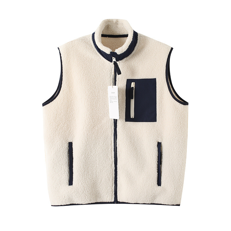 Unisex fleece vest s stojećim ovratnikom, bez kapucje, debeli flis za zimu, sportski i ležerni stil