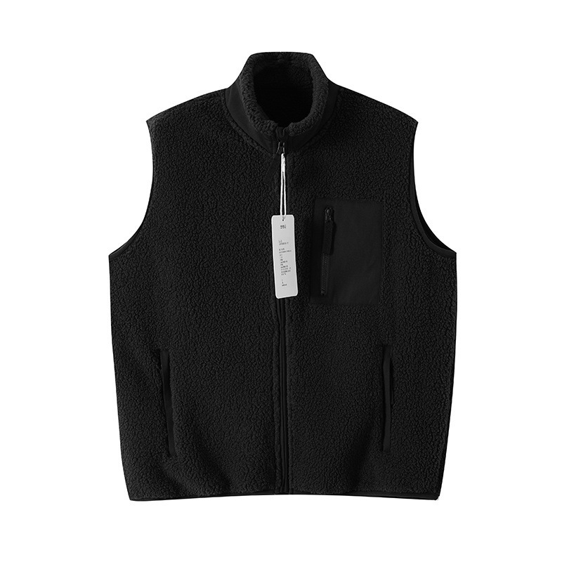 Unisex fleece vest s stojećim ovratnikom, bez kapucje, debeli flis za zimu, sportski i ležerni stil